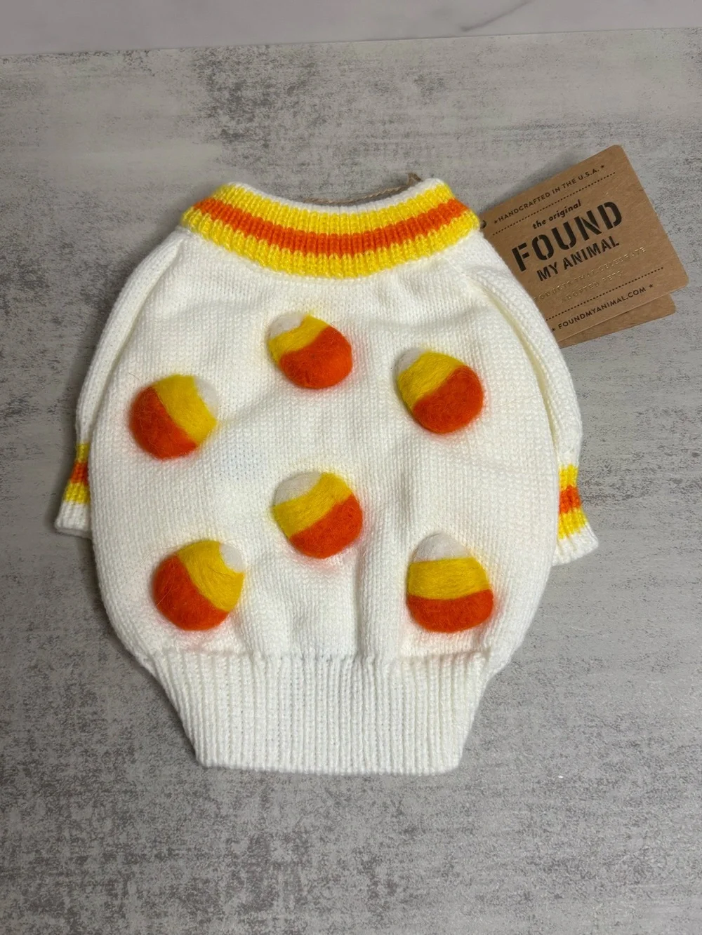 Anthropologie x Found Seasonal 3D Motif Pet Sweater in Candy Corn